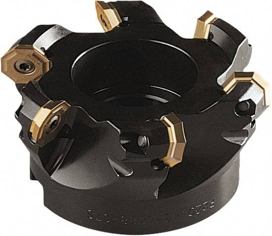 Seco - 137mm Cut Diam, 40mm Arbor Hole, 5mm Max Depth of Cut, 43° Indexable Chamfer & Angle Face Mill - 8 Inserts, OF.. 0704 Insert, Right Hand Cut, 8 Flutes, Series OctoMill - Industrial Tool & Supply