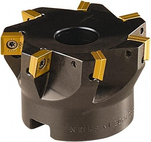 Seco - 7 Inserts, 63mm Cut Diam, 22mm Arbor Diam, 8mm Max Depth of Cut, Indexable Square-Shoulder Face Mill - 90° Lead Angle, 40mm High, SONX 09T3 Insert Compatibility, Series Mini Square - Industrial Tool & Supply