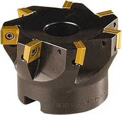 Seco - 7 Inserts, 63mm Cut Diam, 22mm Arbor Diam, 8mm Max Depth of Cut, Indexable Square-Shoulder Face Mill - 90° Lead Angle, 40mm High, SONX 09T3 Insert Compatibility, Series Mini Square - Industrial Tool & Supply