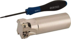 Seco - 1-1/2" Cut Diam, 0.354" Max Depth of Cut, 1-1/4" Shank Diam, 4" OAL, Indexable Square Shoulder End Mill - XO.X 10T3.. Inserts, Weldon Shank, 90° Lead Angle, Through Coolant, Series Turbo 10 - Industrial Tool & Supply