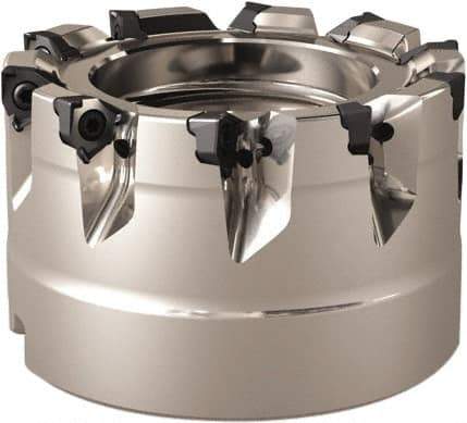 Seco - 7 Inserts, 63mm Cut Diam, 27mm Arbor Diam, 4mm Max Depth of Cut, Indexable Square-Shoulder Face Mill - 0° Lead Angle, 40mm High, Series Square 6 - Industrial Tool & Supply