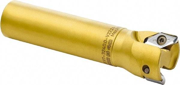 Seco - 32mm Cutting Diam, 25mm Shank Diam, 10mm Max Depth of Cut, Straight Shank Indexable Copy End Mill - 2 Inserts, VPGX 2206..E.-E10 Insert, R217.97 Toolholder, Through Coolant - Industrial Tool & Supply