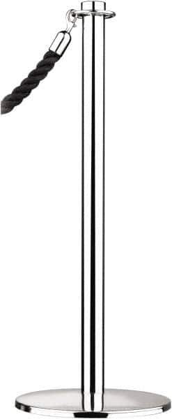Tensator - 34" High, 2" Pole Diam, Barrier Post Base - 14" Base Diam, Round Stainless Steel Base, Polished Chrome (Color) Steel Post, For Outdoor Use - Industrial Tool & Supply