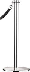 Tensator - 34" High, 2" Pole Diam, Barrier Post Base - 14" Base Diam, Round Stainless Steel Base, Polished Chrome (Color) Steel Post, For Outdoor Use - Industrial Tool & Supply