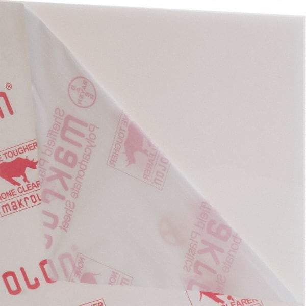 Made in USA - 1/4" Thick x 4' Wide x 100" Long, Polycarbonate Sheet - White, Rockwell R-118 Hardness, ±10% Tolerance - Industrial Tool & Supply