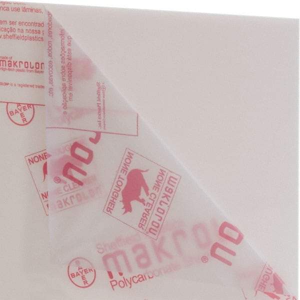 Made in USA - 3/16" Thick x 4' Wide x 100" Long, Polycarbonate Sheet - White, Rockwell R-118 Hardness, ±10% Tolerance - Industrial Tool & Supply