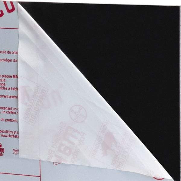 Made in USA - 1/4" Thick x 4' Wide x 8' Long, Polycarbonate Sheet - Black, Rockwell R-118 Hardness, ±10% Tolerance - Industrial Tool & Supply