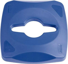 Rubbermaid - Square Lid for Use with 23 Gal Square Recycle Containers - Blue, Plastic, For Untouchable Trash Cans - Industrial Tool & Supply