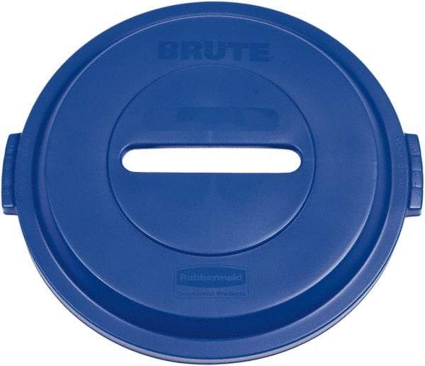 Rubbermaid - Round Lid for Use with 32 Gal Round Recycle Containers - Blue, Plastic, For 2632 Brute Trash Cans - Industrial Tool & Supply