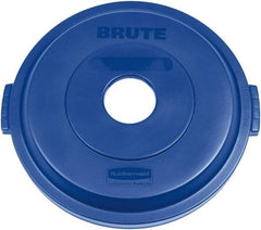 Rubbermaid - Round Lid for Use with 32 Gal Round Recycle Containers - Blue, Plastic, For 2632 Brute Trash Cans - Industrial Tool & Supply