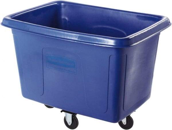 Rubbermaid - 400 Lb Load Capacity, 12 Cu Ft, 9.6 Bushels, Polyethylene Cube Truck - 28" Wide x 42-3/4" Long x 33" High, Dark Blue - Industrial Tool & Supply