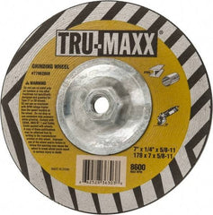 Tru-Maxx - 7" Wheel Diam, 1/4" Wheel Thickness, Type 27 Depressed Center Wheel - Aluminum Oxide, 8,600 Max RPM, Compatible with Angle Grinder - Industrial Tool & Supply