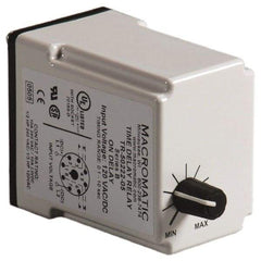 Macromatic - 8 Pin, Multiple Range DPDT Time Delay Relay - 10 Contact Amp, 240 VAC, Knob - Industrial Tool & Supply
