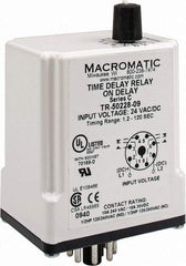 Macromatic - 8 Pin, Multiple Range DPDT Time Delay Relay - 10 Contact Amp, 24 VAC/VDC, Knob - Industrial Tool & Supply