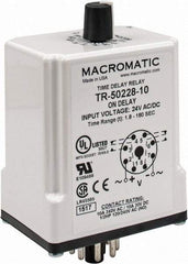 Macromatic - 8 Pin, Multiple Range DPDT Time Delay Relay - 10 Contact Amp, 24 VAC/VDC, Knob - Industrial Tool & Supply
