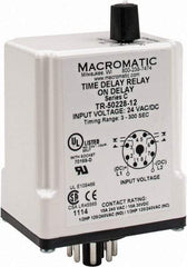 Macromatic - 8 Pin, Multiple Range DPDT Time Delay Relay - 10 Contact Amp, 24 VAC/VDC, Knob - Industrial Tool & Supply