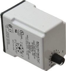 Macromatic - 8 Pin, 10 min Delay, Multiple Range DPDT Time Delay Relay - 10 Contact Amp, 120 VAC/VDC, Knob - Industrial Tool & Supply