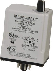Macromatic - 8 Pin, Multiple Range DPDT Time Delay Relay - 10 Contact Amp, 24 VAC/VDC, Knob - Industrial Tool & Supply