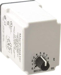 Macromatic - 11 Pin, Multiple Range DPDT Time Delay Relay - 10 Contact Amp, 120 VAC/VDC, Knob - Industrial Tool & Supply