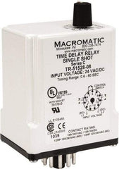 Macromatic - 11 Pin, Multiple Range DPDT Time Delay Relay - 10 Contact Amp, 24 VAC/VDC, Knob - Industrial Tool & Supply