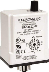 Macromatic - 11 Pin, Multiple Range DPDT Time Delay Relay - 10 Contact Amp, 120 VAC/VDC, Knob - Industrial Tool & Supply