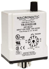 Macromatic - 11 Pin, Multiple Range DPDT Time Delay Relay - 10 Contact Amp, 120 VAC/VDC, Knob - Industrial Tool & Supply