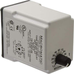 Macromatic - 11 Pin, Multiple Range DPDT Time Delay Relay - 10 Contact Amp, 120 VAC/VDC, Knob - Industrial Tool & Supply