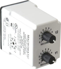 Macromatic - 8 Pin, Multiple Range DPDT Time Delay Relay - 10 Contact Amp, 120 VAC/VDC, Knob - Industrial Tool & Supply