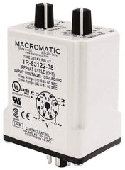 Macromatic - 8 Pin, Multiple Range DPDT Time Delay Relay - 10 Contact Amp, 120 VAC/VDC, Knob - Industrial Tool & Supply