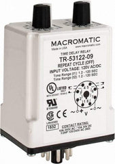 Macromatic - 8 Pin, Multiple Range DPDT Time Delay Relay - 10 Contact Amp, 120 VAC/VDC, Knob - Industrial Tool & Supply