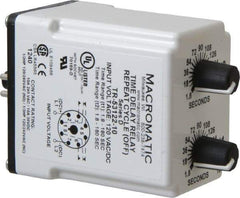 Macromatic - 8 Pin, Multiple Range DPDT Time Delay Relay - 10 Contact Amp, 120 VAC/VDC, Knob - Industrial Tool & Supply