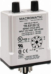 Macromatic - 8 Pin, Multiple Range DPDT Time Delay Relay - 10 Contact Amp, 120 VAC/VDC, Knob - Industrial Tool & Supply