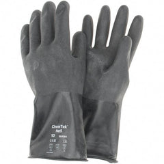 Ansell - 14 mil Thick, Chemical Resistant Gloves - SZ 10 14"14ML BLK 1/PR CHEM-TEK RGH FIN CHEM GLV - Industrial Tool & Supply