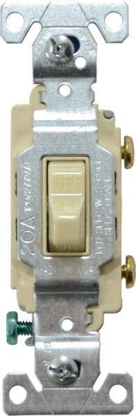 Cooper Wiring Devices - 1 Pole, 120 to 277 VAC, 20 Amp, Commercial Grade, Toggle, Wall and Dimmer Light Switch - 1.3 Inch Wide x 4.2 Inch High, Fluorescent - Industrial Tool & Supply