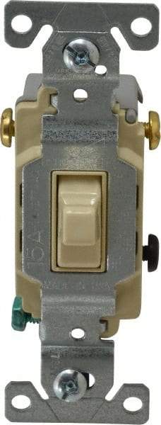 Cooper Wiring Devices - 3 Pole, 120 to 277 VAC, 15 Amp, Commercial Grade, Toggle, Wall and Dimmer Light Switch - 1.3 Inch Wide x 4.2 Inch High, Fluorescent - Industrial Tool & Supply