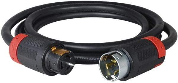 Cooper Wiring Devices - 50', 6/4 Gauge/Conductors, Black Industrial Extension Cord - 1 Receptacle, 50 Amps, 125/250 VAC, UL SOOW, NEMA 14-30R - Industrial Tool & Supply