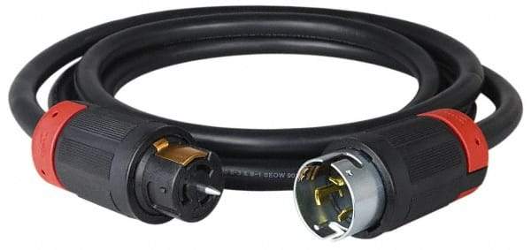 Cooper Wiring Devices - 100', 6/4 Gauge/Conductors, Black Industrial Extension Cord - 1 Receptacle, 50 Amps, 125/250 VAC, UL SOOW, NEMA 14-30R - Industrial Tool & Supply