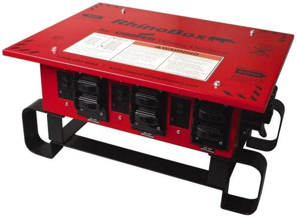 Cooper Wiring Devices - 8 Outlet, 125/240 Volt, 50 Amp Rating, Stand Alone Unit, Automatic, Industrial Distribution Center - Reinforced Metal Housing, 3 Front Outlets, Power Distribution Center with GFCI Protection - Industrial Tool & Supply