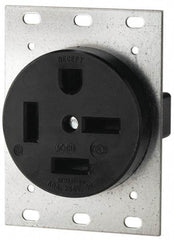 Cooper Wiring Devices - 250 VAC, 60 Amp, 15-60R NEMA Configuration, Black, Industrial Grade, Self Grounding Single Receptacle - 1 Phase, 3 Poles, 4 Wire, Flush Mount - Industrial Tool & Supply