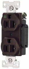 Cooper Wiring Devices - 125 VAC, 20 Amp, 5-20R NEMA Configuration, Brown, Hospital Grade, Self Grounding Duplex Receptacle - 1 Phase, 2 Poles, 3 Wire, Flush Mount, Antimicrobial, Chemical and Impact Resistant - Industrial Tool & Supply