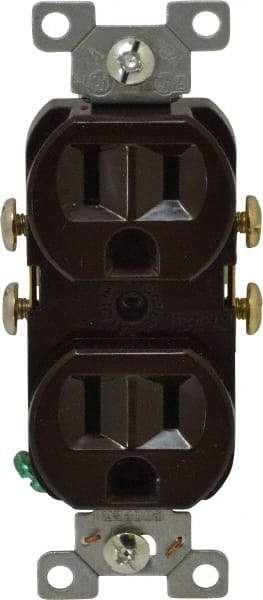 Cooper Wiring Devices - 125 VAC, 15 Amp, 5-15R NEMA Configuration, Brown, Specification Grade, Self Grounding Duplex Receptacle - 1 Phase, 2 Poles, 3 Wire, Flush Mount, Tamper Resistant - Industrial Tool & Supply