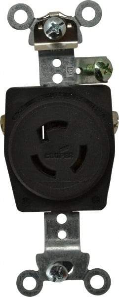 Cooper Wiring Devices - 125 VAC, 15 Amp, L5-15R NEMA, Self Grounding Receptacle - 2 Poles, 3 Wire, Female End, Black - Industrial Tool & Supply