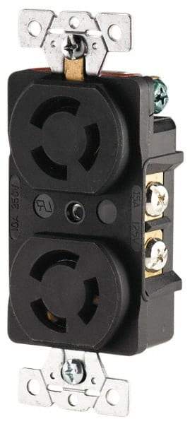 Cooper Wiring Devices - 250 VAC, 15 Amp, L6-15R NEMA, Receptacle - 2 Poles, 3 Wire, Female End, Black - Industrial Tool & Supply
