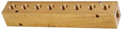 Made in USA - 1/4" Inlet, 1/8" Outlet Manifold - 6-1/4" Long x 1" Wide x 1" High, 0.17" Mount Hole, 2 Inlet Ports, 8 Outlet Ports - Industrial Tool & Supply