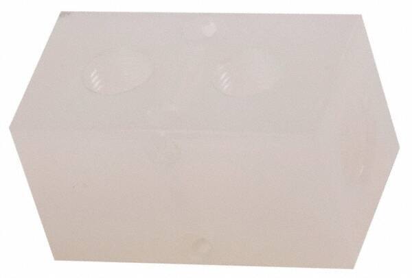 Made in USA - 1/2" Inlet, 3/8" Outlet Manifold - 2-3/4" Long x 1-1/2" Wide x 1-1/2" High, 0.2" Mount Hole, 2 Inlet Ports, 2 Outlet Ports - Industrial Tool & Supply