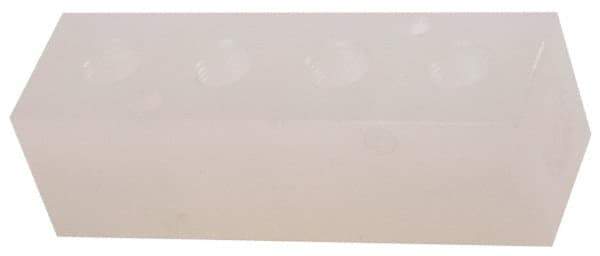 Made in USA - 1/2" Inlet, 3/8" Outlet Manifold - 4-3/4" Long x 1-1/2" Wide x 1-1/2" High, 0.2" Mount Hole, 2 Inlet Ports, 4 Outlet Ports - Industrial Tool & Supply