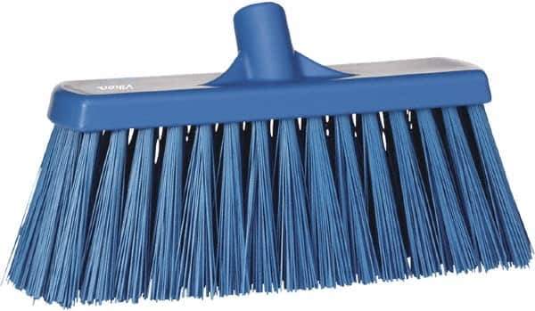 Vikan - 12" Heavy Duty Synthetic Push Broom - 4" Bristle Length, Plastic Block, European Threaded Handle Connection - Industrial Tool & Supply