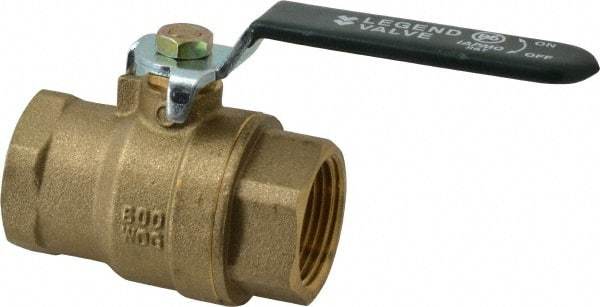 Legend Valve - 1" Pipe, Full Port, Brass Full Port Ball Valve - Bi-Directional, FNPT x FNPT Ends, Quarter Turn Handle, 600 WOG, 150 WSP - Industrial Tool & Supply