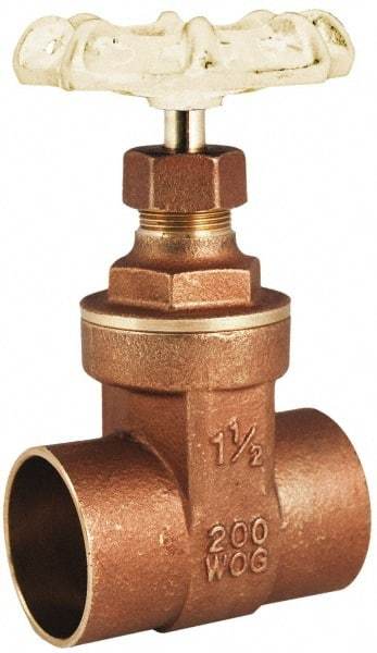 Legend Valve - 3/4" Pipe, Class 200, Sweat Brass Solid Wedge Gate Valve - 200 WOG, 1 WSP, Bolted Bonnet, For Use with Potable Water Applications - Industrial Tool & Supply