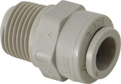 Parker - 3/8" Outside Diam, 3/8 NPTF, Acetal Push-to-Connect Tube Male Connector - 300 Max psi, Tan - Industrial Tool & Supply